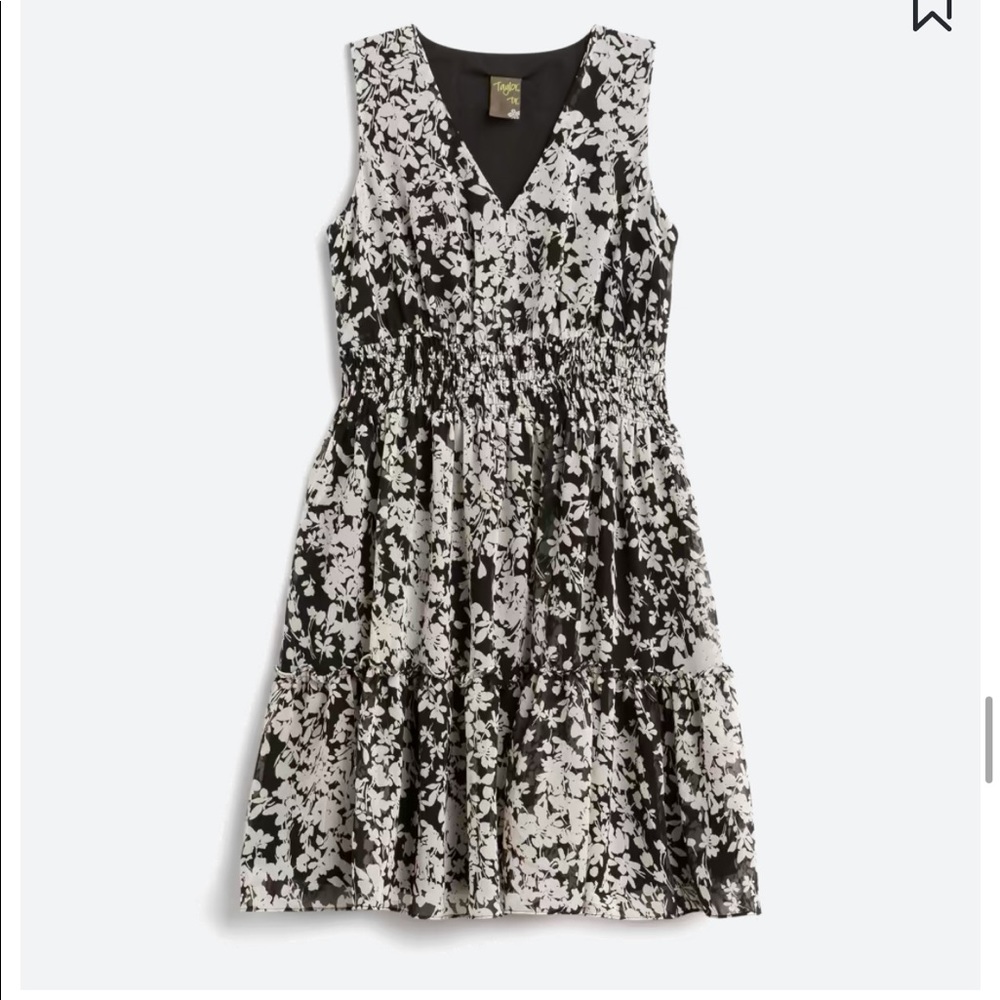 NWOT Keira Smocked Detail Dress stitch fix black and white floral sundress